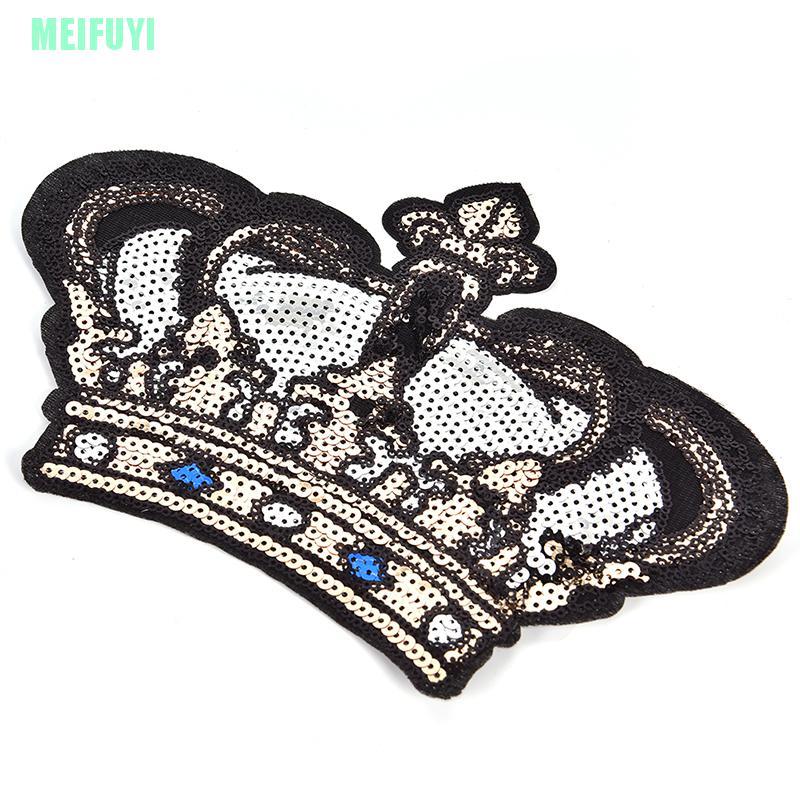 Miếng Dán Ủi Quần Áo Hình Vương Miện Đính Sequin Lấp Lánh