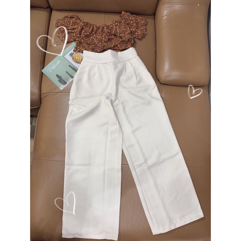 SET ÁO HOA 3 MÀU x QUẦN TRẮNG SUÔNG (TR)