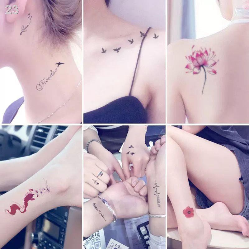 Sakura tattoo Post nữ phong cách retro hoa đào hình xăm xương đòn không thấm nước kéo dài nhỏ tươi và dễ thương