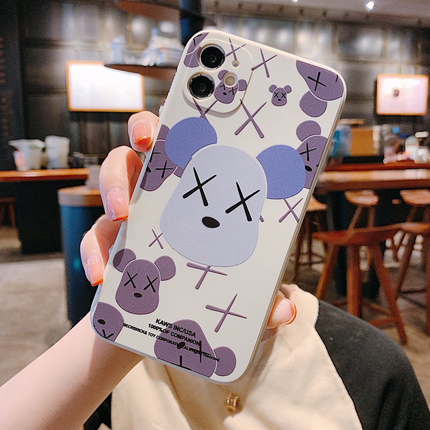 Ốp Lưng Kaws Trắng Đen Iphone Viền Vuông BVC Cho Điện Thoại Iphone 6/6s/7/8/plus/X/Xs/Xsmax/11/12/13/pro/promax.........