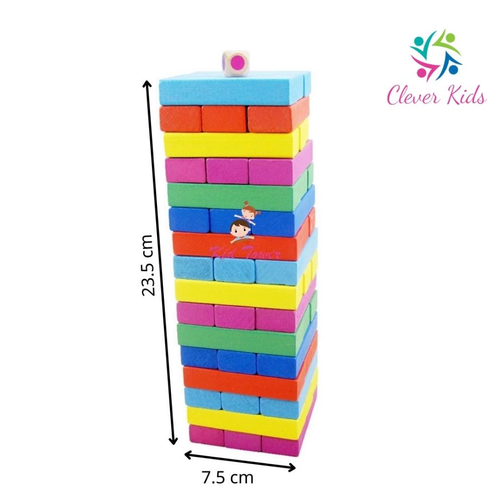 Đồ chơi rút gỗ màu 48 thanh loại lớn - domino màu cho bé tăng khả năng tập trung ghi nhớ