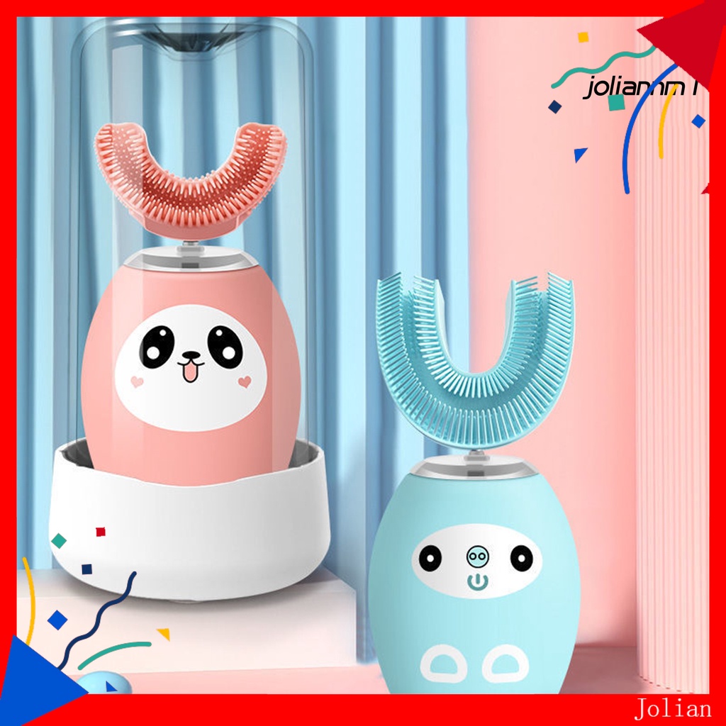 Set Bàn Chải Đánh Răng Điện Tử Tự Động 3 Chế Độ Làm Sạch 360 Độ Hình Hoạt Hình Cho Bé