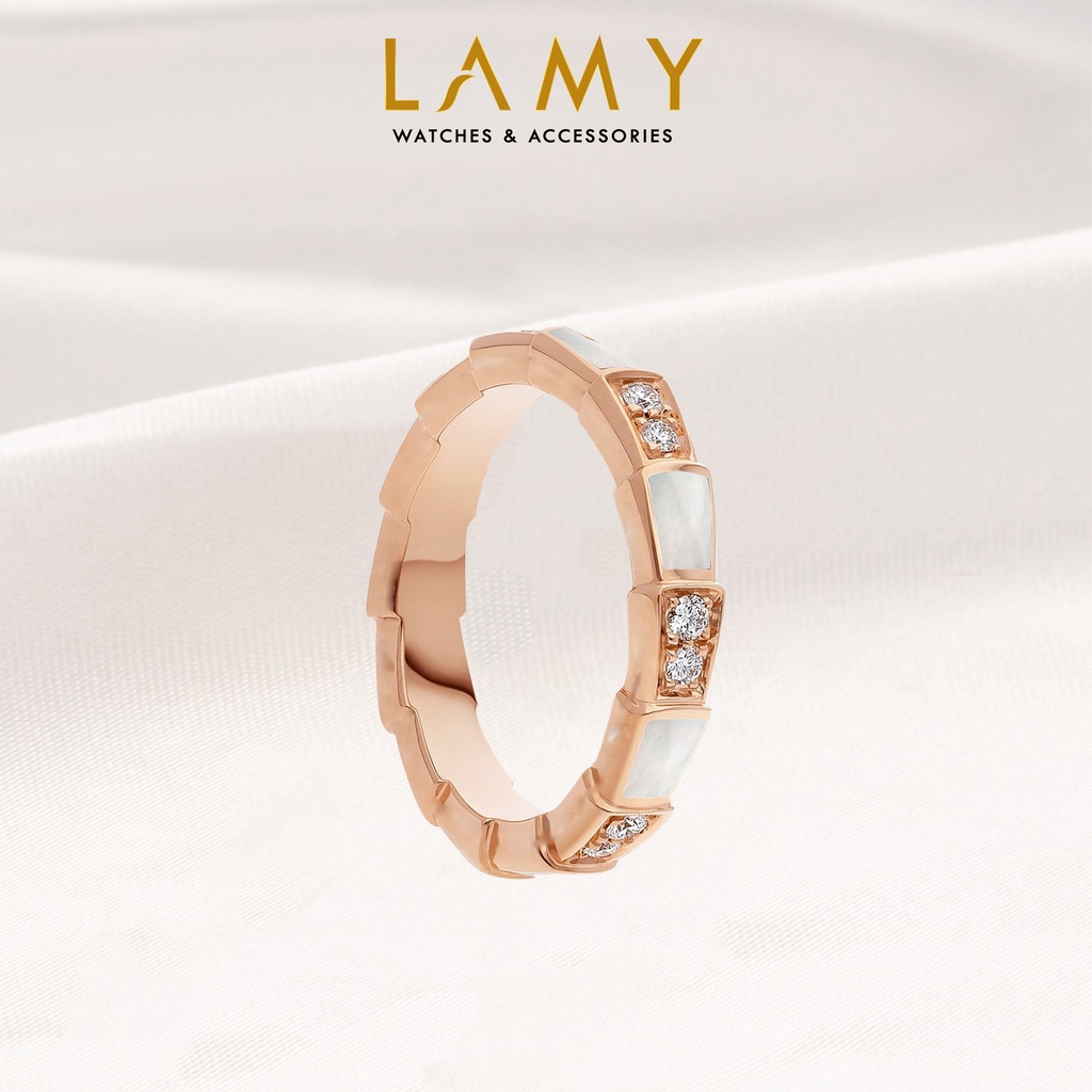 Nhẫn cặp đôi CDE Stone Inlaid Rose Gold Ring CDE8047RG & CDE8021RG