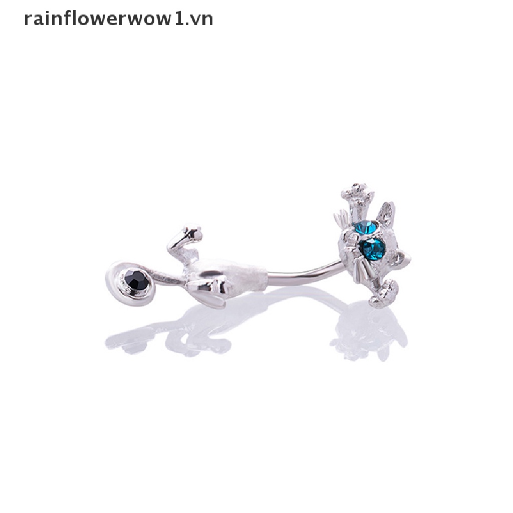 Khuyên Rốn Hình Mèo Đính Đá Phong Cách Vintage Mới