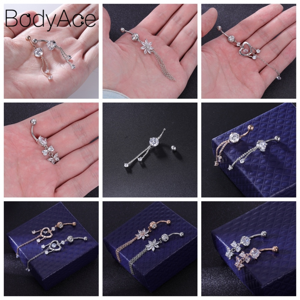 1 Khuyên RốN HìNh Hoa BằNg ThéP Không Gỉ