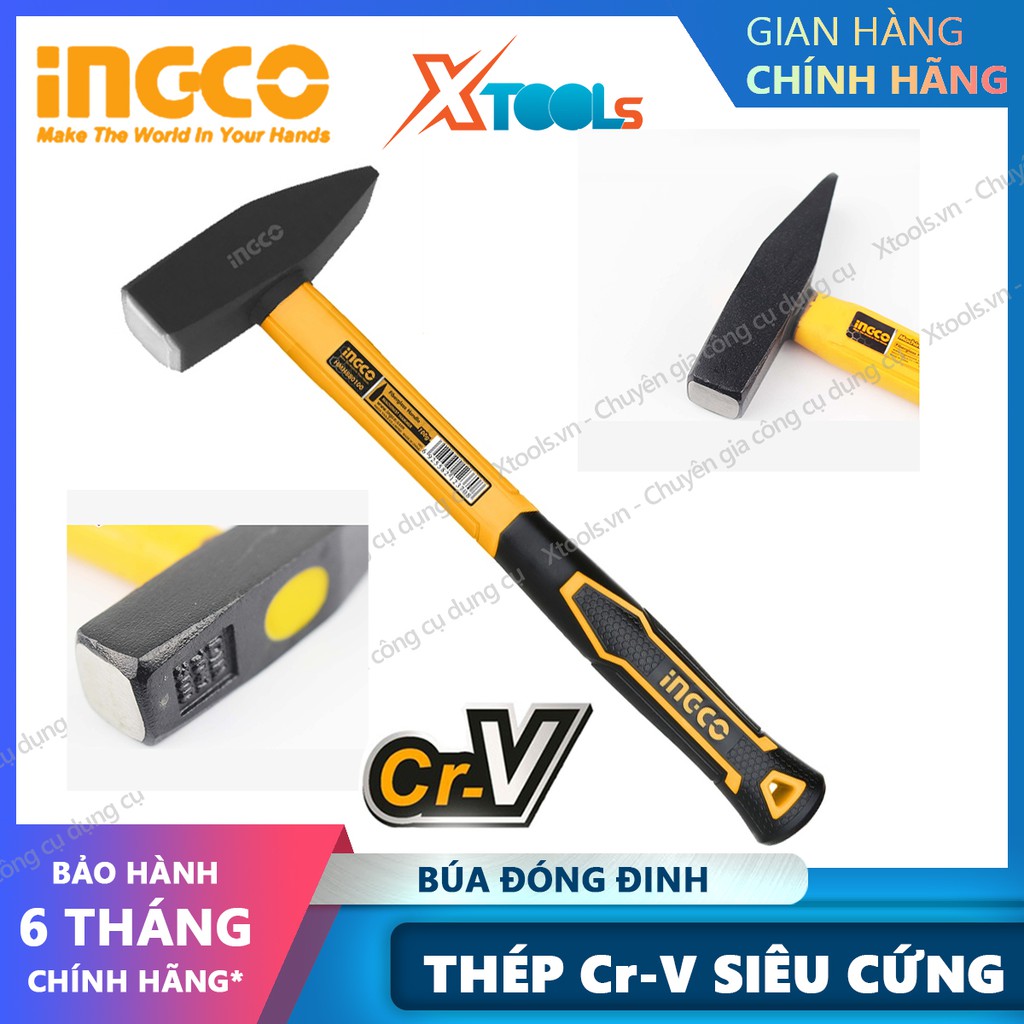 Búa đóng đinh đầu vuông INGCO búa đầu vuông và dẹp thép Cr-V siêu cứng chống rỉ sét cong vênh sữa chữa nhà cửa cơ khí