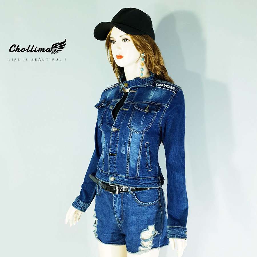Áo khoác jean nữ Chollima cổ trụ thêu vai AKNU29 | BigBuy360 - bigbuy360.vn