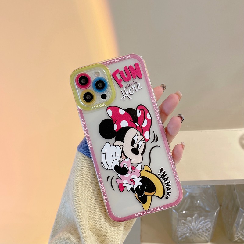 Anime Donald Couple Clear Phone Case iPhone 12 11 Pro Max X Xs Max Xr 8 7 Plus Colorful Thick Lens Protector Soft TPU Back Cover