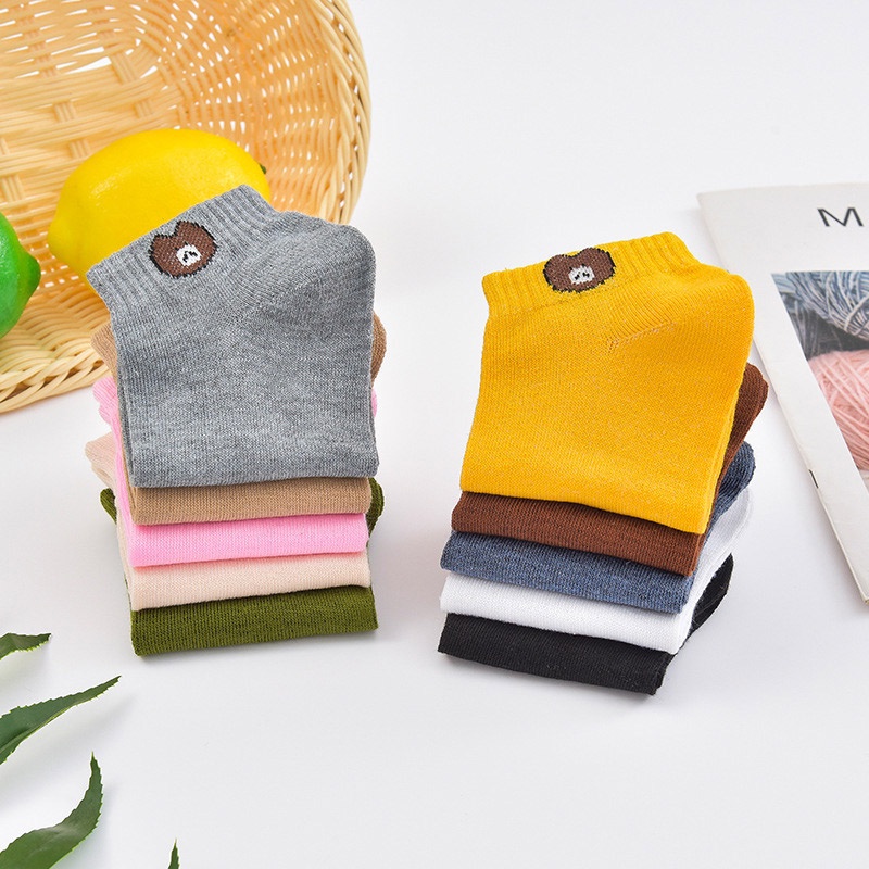 AOFEIQIKE AOFEIQIKE 1 Đôi Vớ Cotton Mềm Cổ Thuyền Thoáng Khí Thời Trang Cho Nữ