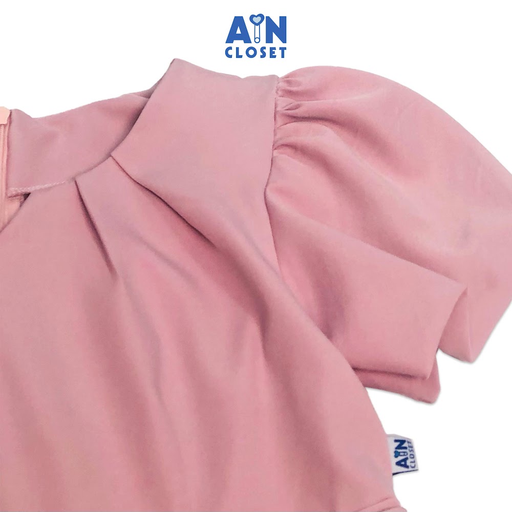 Đầm cho mẹ họa tiết Hồng ruốc tay phồng chéo Hàn - AICDMEMWA5O2 - AIN Closet