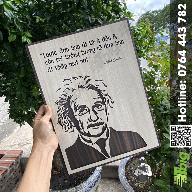 Tranh tạo động lực Gỗ &quot;Albert Einstein&quot; sáng tạo đột phá TBIG044