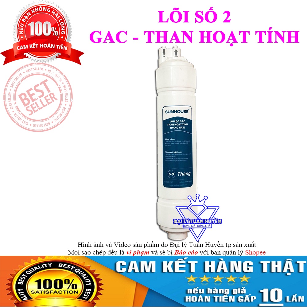 Bộ lõi lọc nước 123 đúc liền nối nhanh Sunhouse chính hãng, dùng cho cây nước nóng lạnh model SHA76214CK-S, SHA76215CK