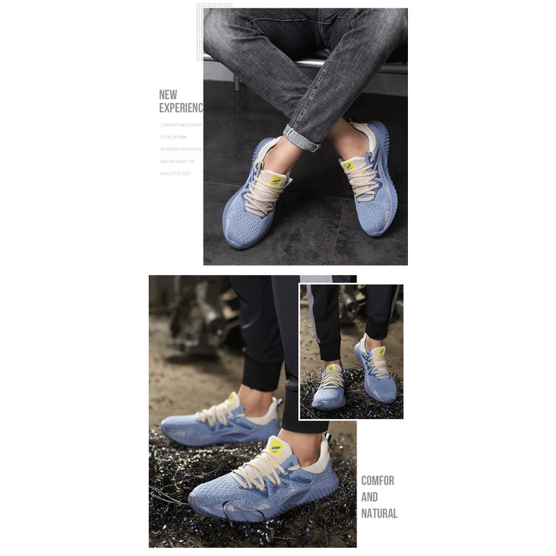 Giày Thể Thao QiaoYiLuo Phối Lưới Thoáng Khí Chống Sốc Màu Xanh Dương Size 37-45