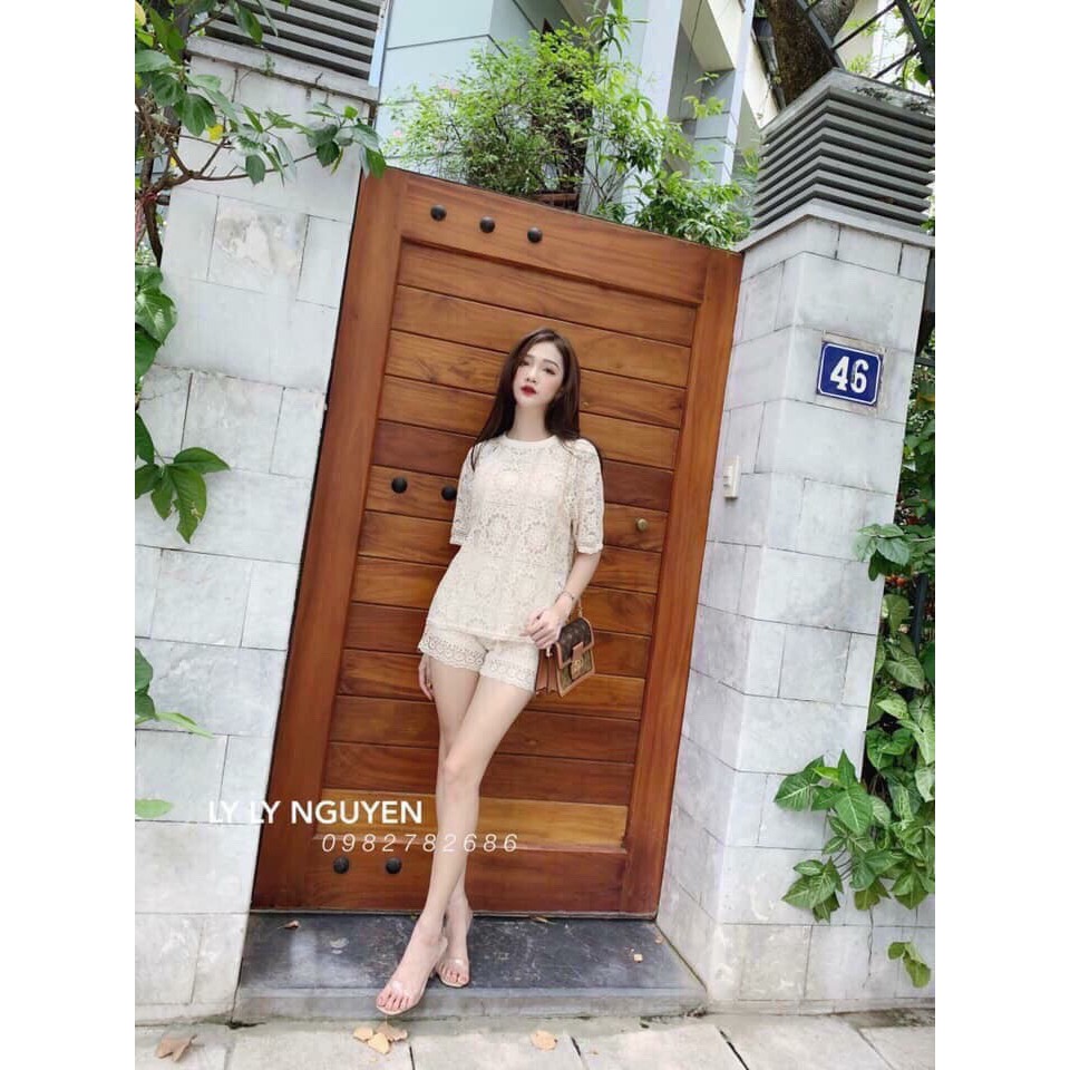 Set bộ ren quần cộc cạp chun TA17 quảng châu