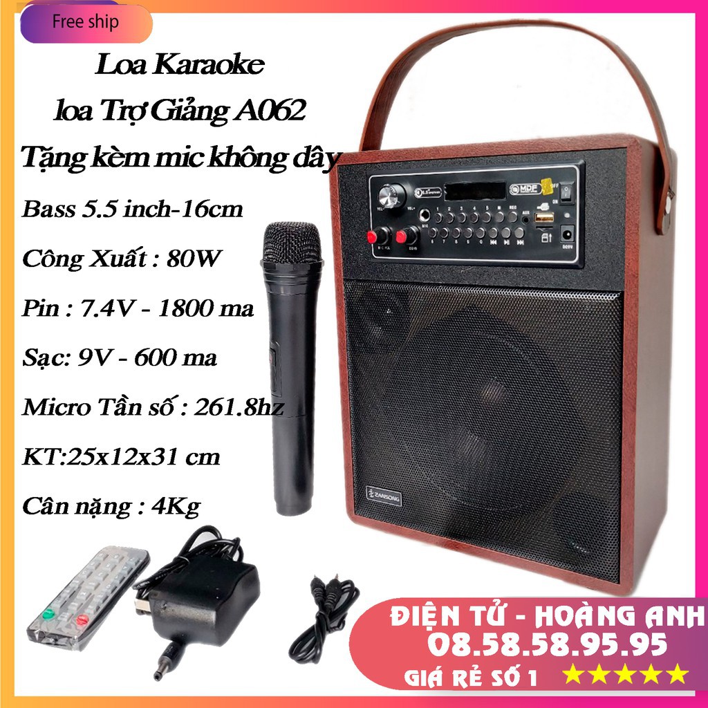 Loa Karaoke Loa trợ giảng Bluetooth Zansong A062 +A061 Mini  mẫu mới (tặng micro không dây) BH 3 tháng