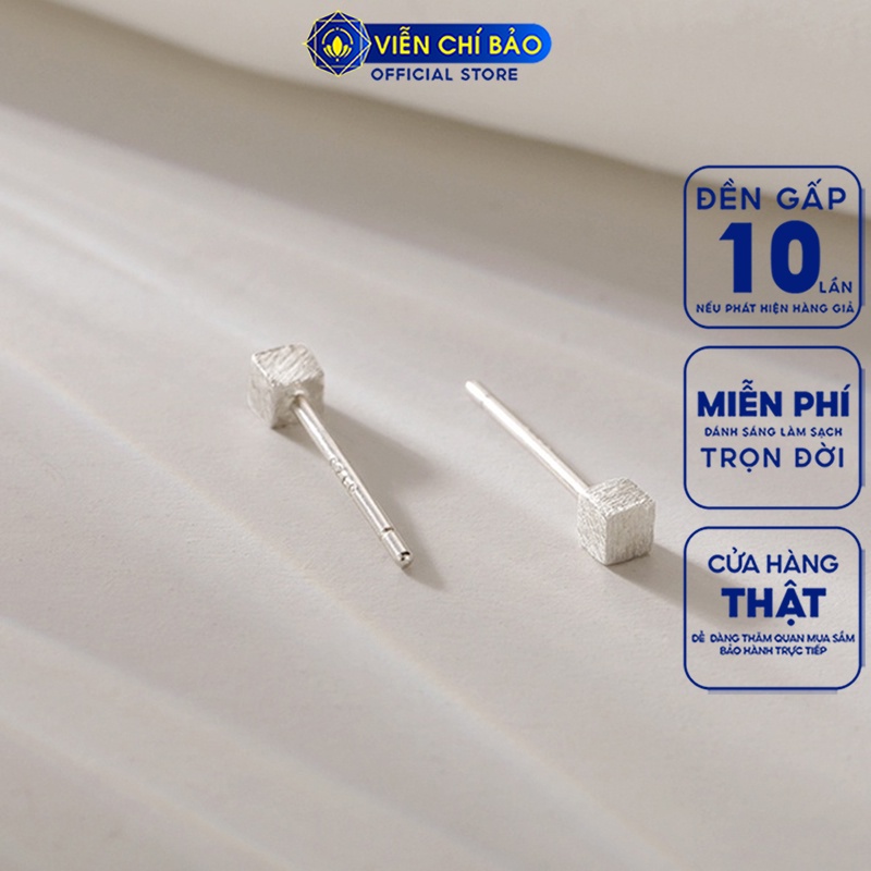 Bông tai bạc nữ Khối lập phương chất liệu bạc 925 thời trang phụ kiện trang sức Viễn Chí Bảo B400181-V