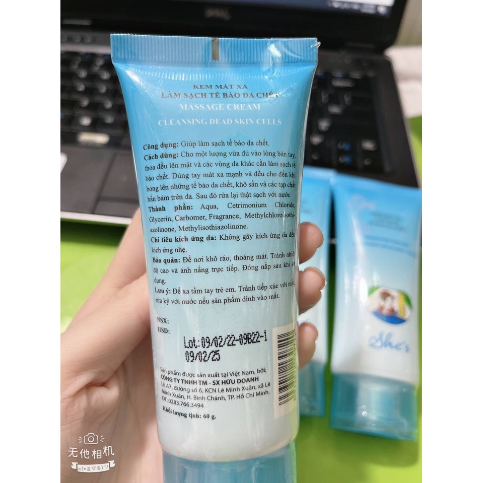 Kem mát xa làm sạch tề bào chết She