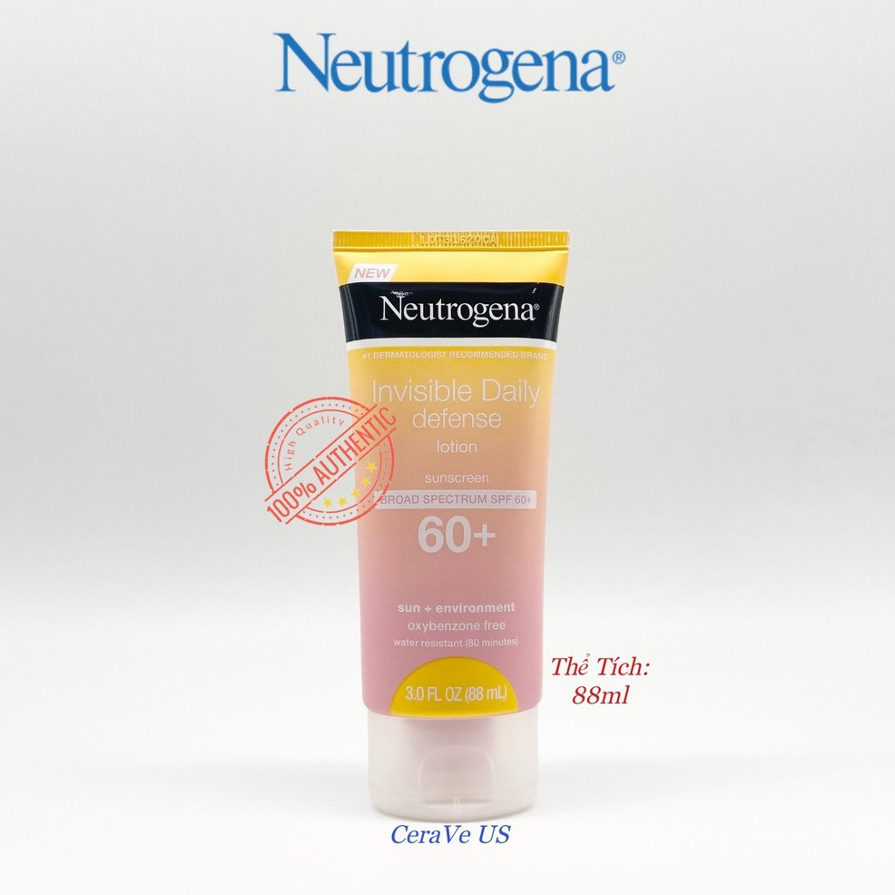 [Hàng Mỹ] Kem Chống Nắng Neutrogena Invisible Daily Defense Lotion Spf60+