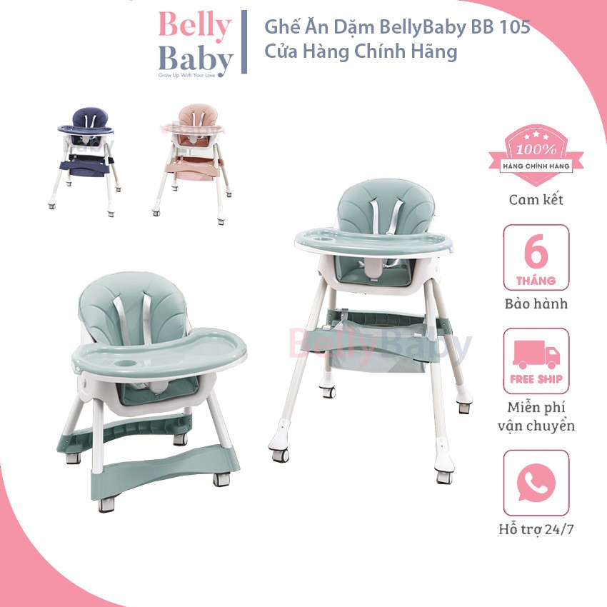 { FREESHIP } Ghế Ăn Dặm BellyBaby BB105 Phiên Bản 2021 FULL Phụ Kiện - Có Bánh Xe - An Toàn - Tiện Lợi - BellyBaby