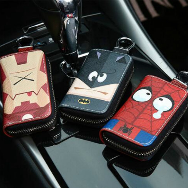 Vỏ Da PU Hình Siêu Anh Hùng Marvel Bảo Vệ Chìa Khóa Xe Hơi