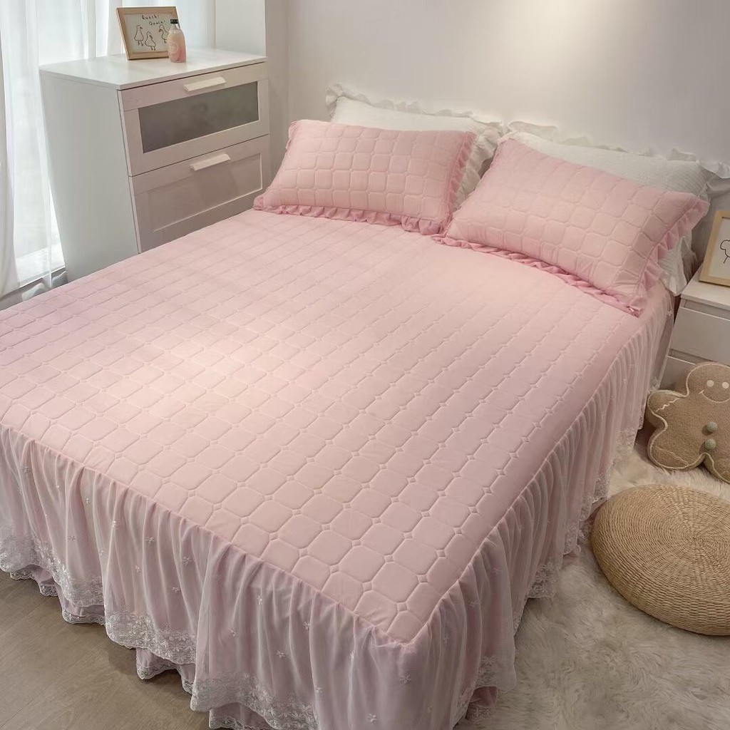 Ga trải giường cao su non phủ bèo ren công chúa ❤️ hàng thiết kế cao cấp