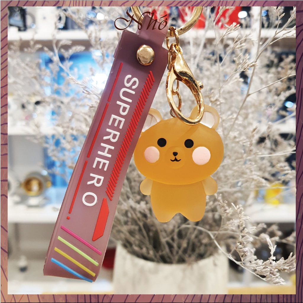 Móc Khóa Hình Con Vật Cute Ếch, Gà, Gấu, Thỏ Trong Suốt Kèm Dây Cao Su, Quà Tặng người yêu sinh nhật Nhớ Gift Shop