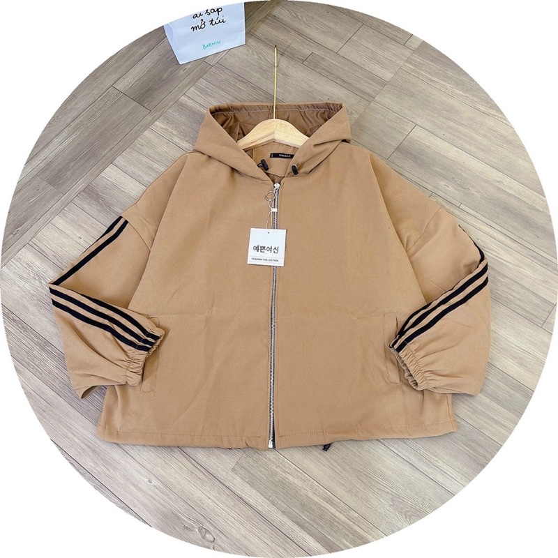 Áo khoác da lộn có nón hai lớp chạy viền