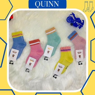 Set 5 đôi Tất cổ cao gân nhiều màu sắc tất trẻ em vớ trẻ em chất liệu cotton cute Quinnhouse