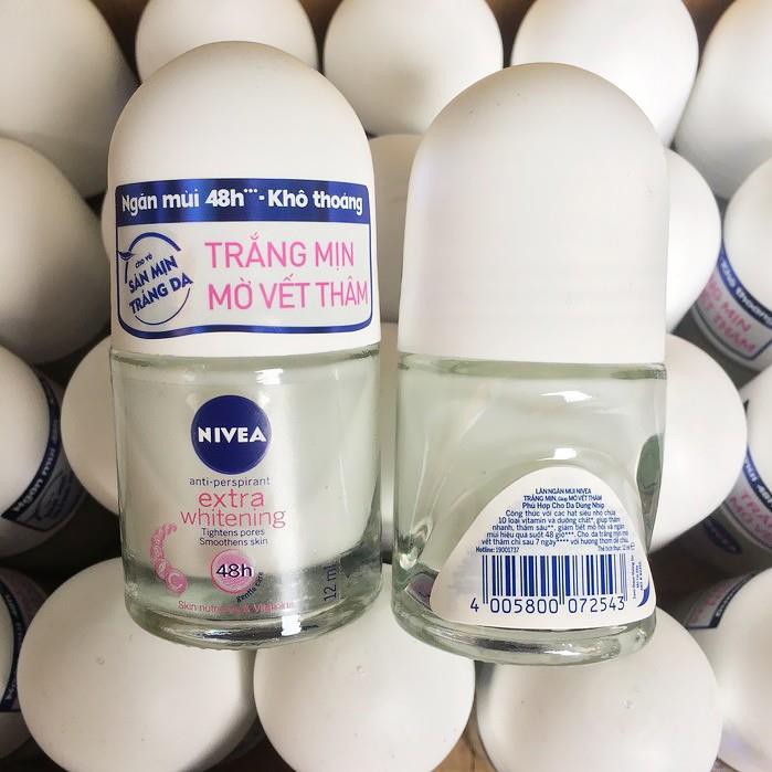 Lăn Khử Mùi Nữ Trắng Mịn Nivea Extra White 12ml