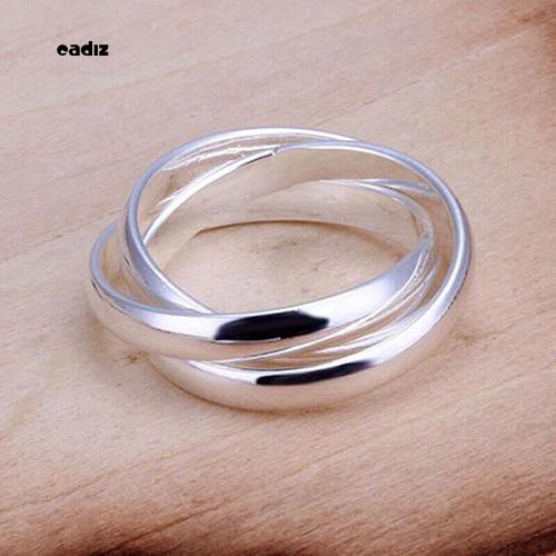 Nhẫn mạ bạc Sterling 925 hình tròn 3 trong 1 Size 6 7 8 9
