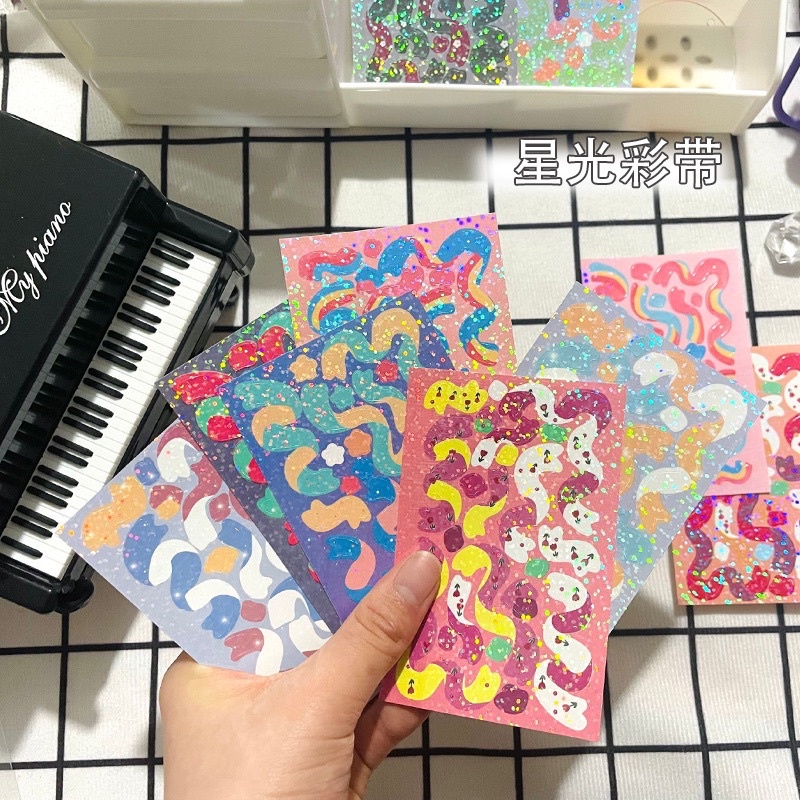 Sticker duy băng trang trí lấp lánh