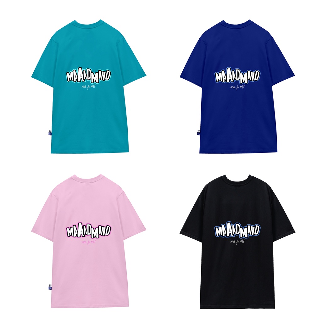 MADMIND® Chính Hãng - Áo thun Mad Typo  màu đen - cổ tròn, cotton thoáng mát - Essential Collection Form Rộng Unisex