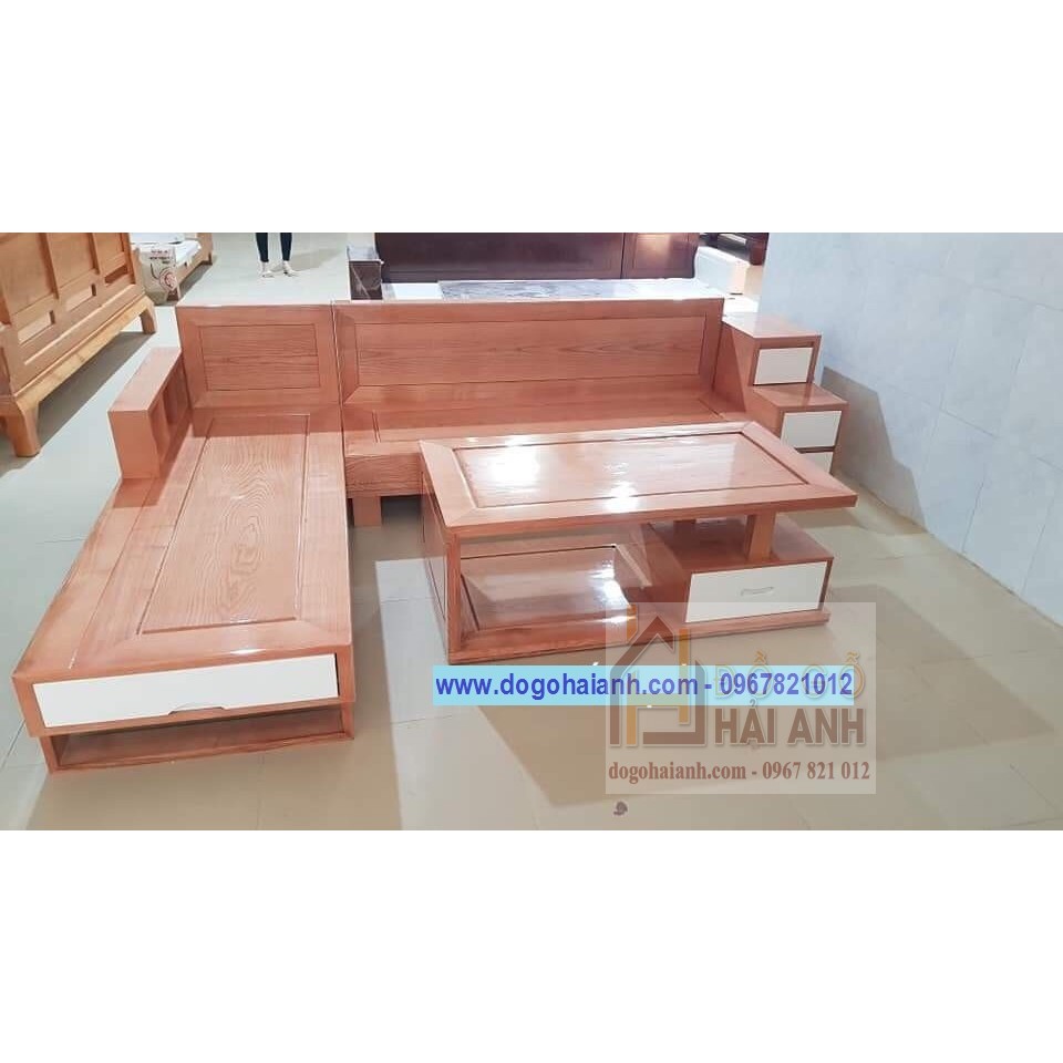 Sofa Góc Gỗ Sồi 3 Ngăn Kéo Full