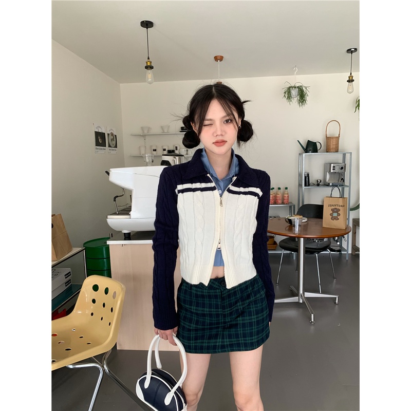 Áo Khoác cardigan Tay Dài Có Khóa Kéo Thời Trang Hàn Quốc Cho Nữ