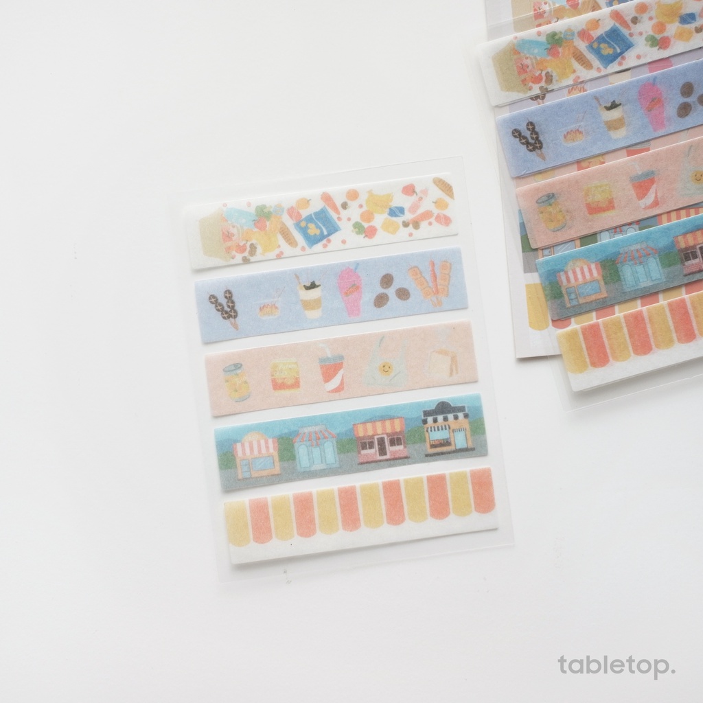 Set sticker dán hình chữ nhật ngang Daily Life - 3 tờ, 5 thiết kế khác nhau [tabletop.]