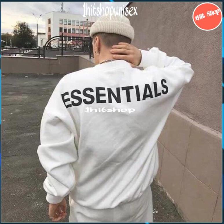 Áo Sweater nam nữ 1HITSHOP UNISEX Áo Nỉ Cổ Tròn Essential nỉ cotton trần bông co giãn dày ấm form rộng 2 màu đen trắng | BigBuy360 - bigbuy360.vn