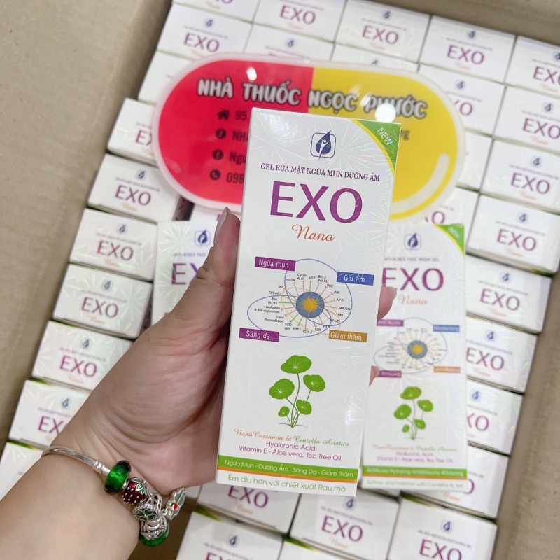 Gel rửa mặt EXO Nano ngừa mụn - dưỡng ẩm - sáng da - giảm thâm - êm dịu với chiết xuata rau má
