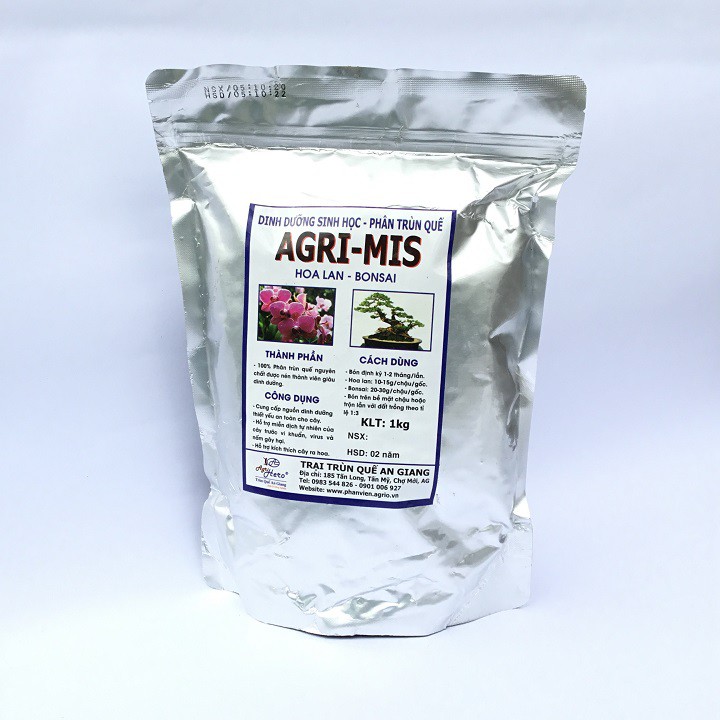 Phân trùn quế dạng viên nở Agrimis gói 1kg chuyên dùng cho hoa lan, cây cảnh
