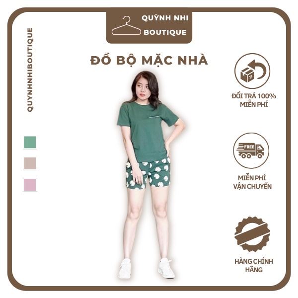 Đồ Bộ Mặc Nhà Set Đồ Lửng Thun Cotton Thiết Kế Quần Đùi In Hoa Có Size Từ 40-75kg - CT29