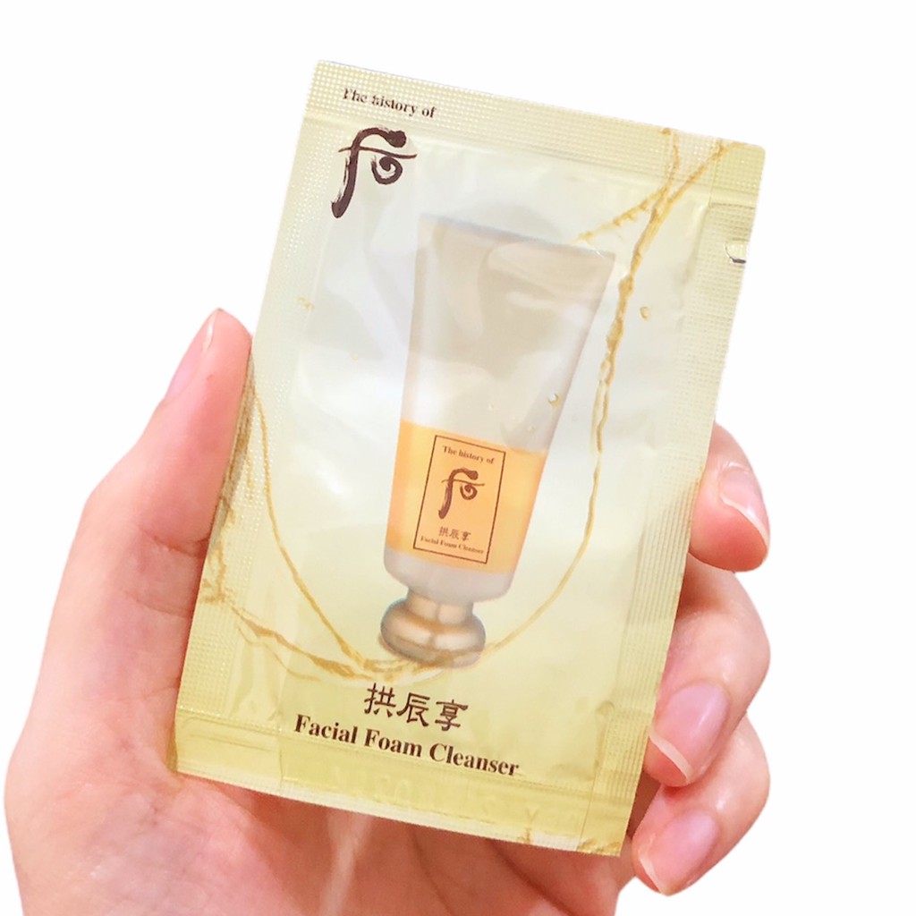 GÓI SỮA RỬA MẶT WHOO VÀNG FACIAL FOAM CLEANSER BỔ SUNG ĐỘ ẨM, CHỐNG LÃO HOÁ GIÚP DA ẨM MỊN.