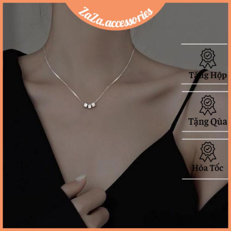 Dây chuyền bạc nữ S925 - Vòng cổ nữ bạc Ý Threela hình khối basic, sang trọng ZaZa accessories