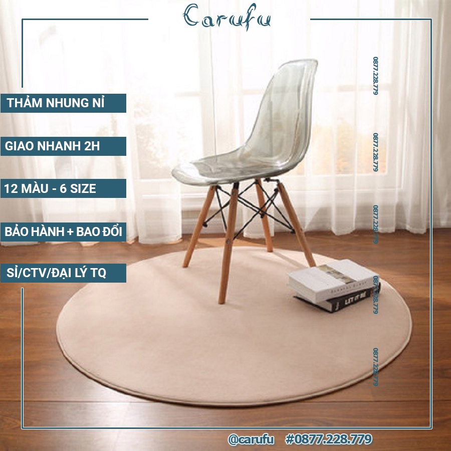 Thảm tròn trải sàn phòng khách 100cm màu Lac đà NHUNG nỉ cao cấp