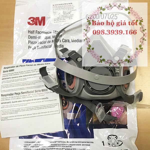 Trọn Bộ mặt nạ phòng độc 3M 6200/ 6100 phun thuốc sâu, phòng độc,hoá chất 8 chi tiết TẶNG KÍNH