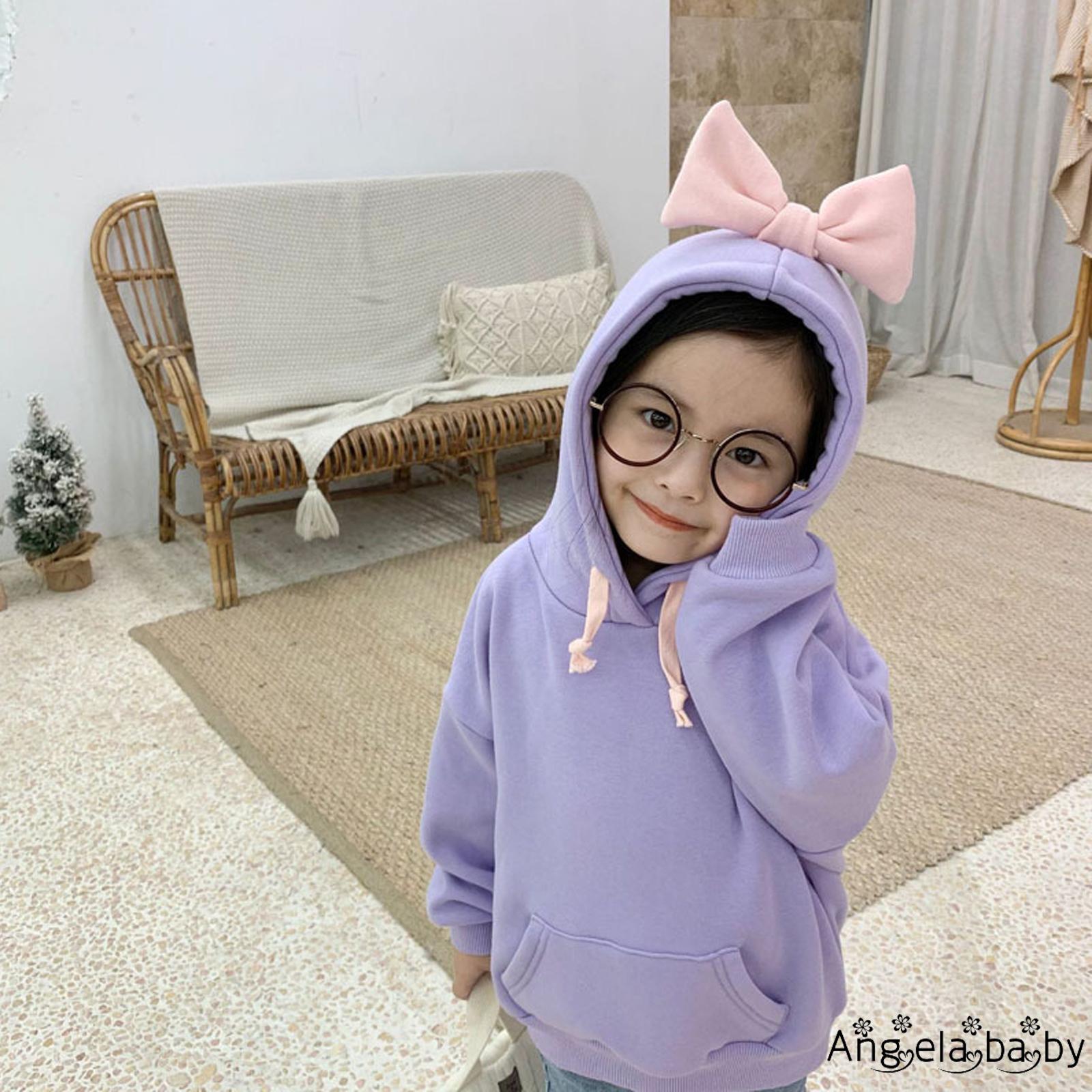 Áo Hoodies Có Nón Dài Tay Màu Trơn Thời Trang Cho Bé