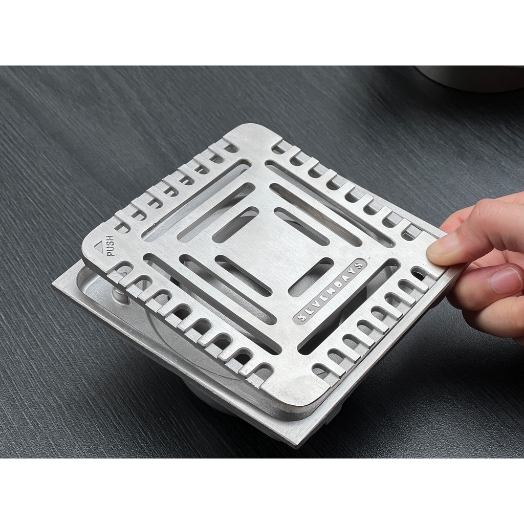 Phễu Thoát Nước Sàn Ngăn Mùi SEVENDAYS Kim Tự Tháp Mặt Vuông Size 12 mã SAV-12UM-02X