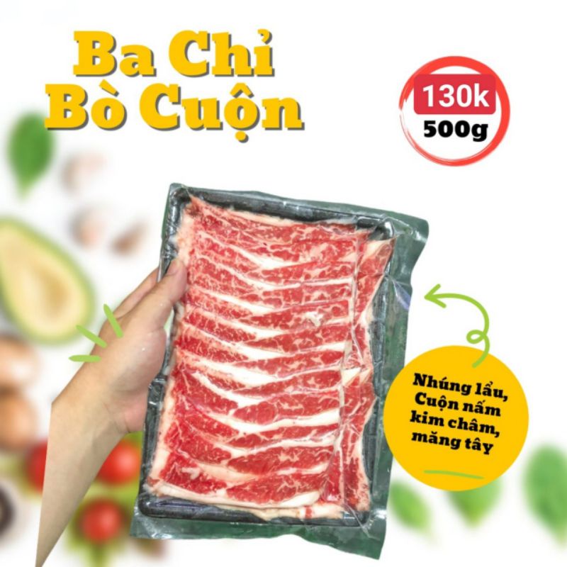 HỎA TỐC Ba Chỉ Bò Mỹ Cuộn Khay 500gram ♡Tặng quà khi mua hàng♡