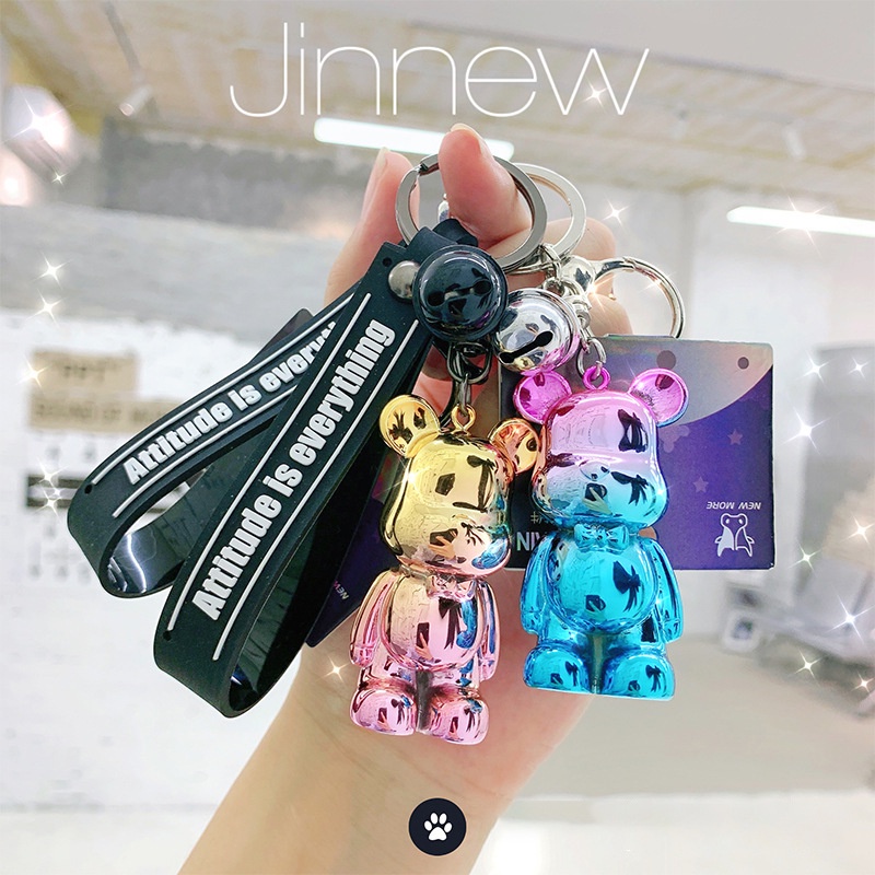 Móc khóa Bearbrick bóng loang màu độc đáo chất liệu PVC quà tặng bạn bè trang trí balo túi xách -Ráp