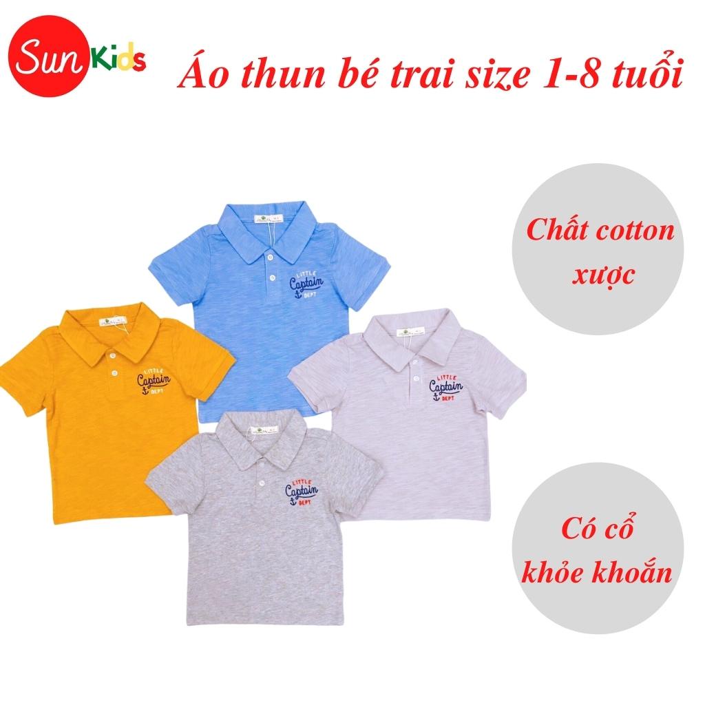 Áo thun bé trai, áo phông bé trai có cổ, size 1-8 tuổi, chất cotton mềm mát - SUNKIDS