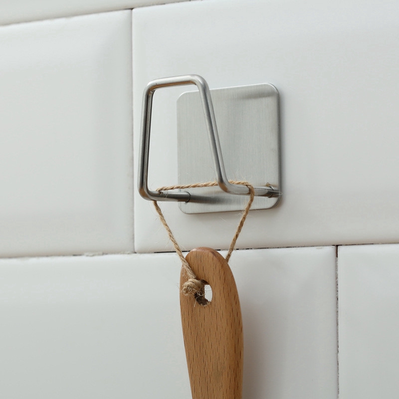 1 chiếc móc treo đồ bằng thép không gỉ tự dính chuyên dụng cho nhà bếp/phòng tắm