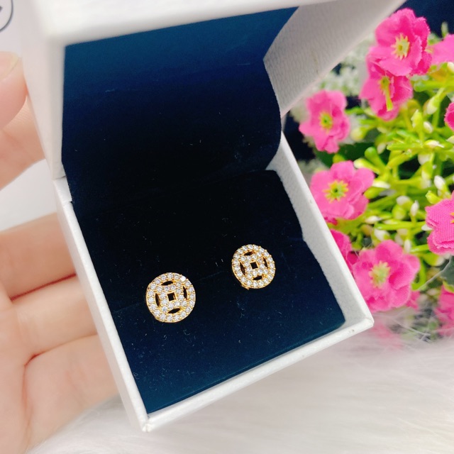 Bông tai kim tiền mạ vàng